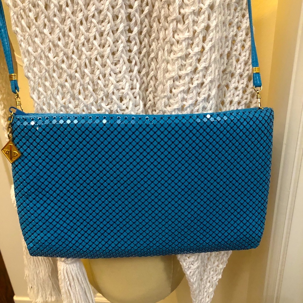 Whiting and Davis Turquoise Blue Mesh Handbag or Clutch Day to Evening Bag